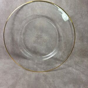 Elegance Hand Painted Glass Gold Rim Charger Plate 13 Inch Clear Made in Turkey